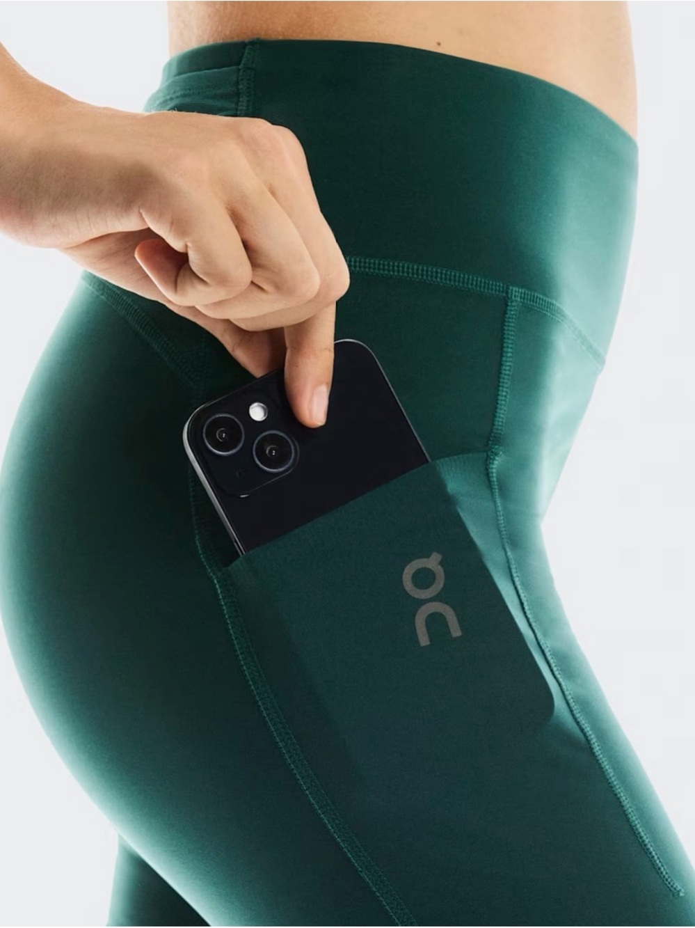 On Performance High-Rise Pocket Leggings in Deep Forest Green
